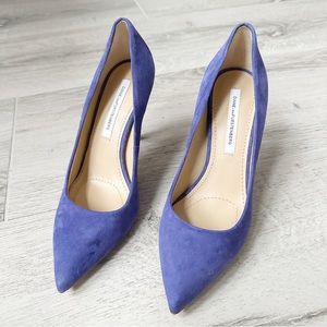 Diane Von Furstenberg Anette Blue Suede Heels